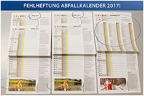 TEILWEISE FEHLHEFTUNG BEIM ABFALLKALENDER 2017