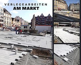 Verlegearbeiten um den Reiterbrunnen schreiten nun voran